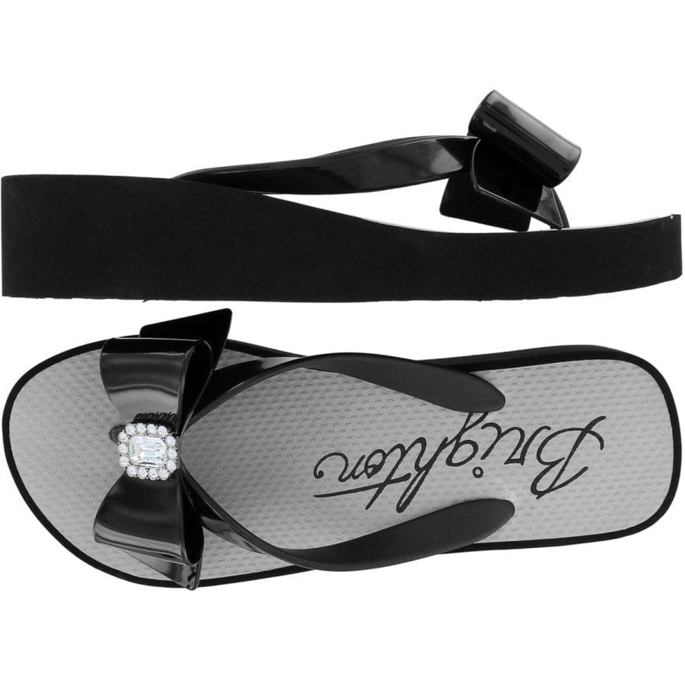 Brighton Bowie Black Wedge Flip Flop Sandals